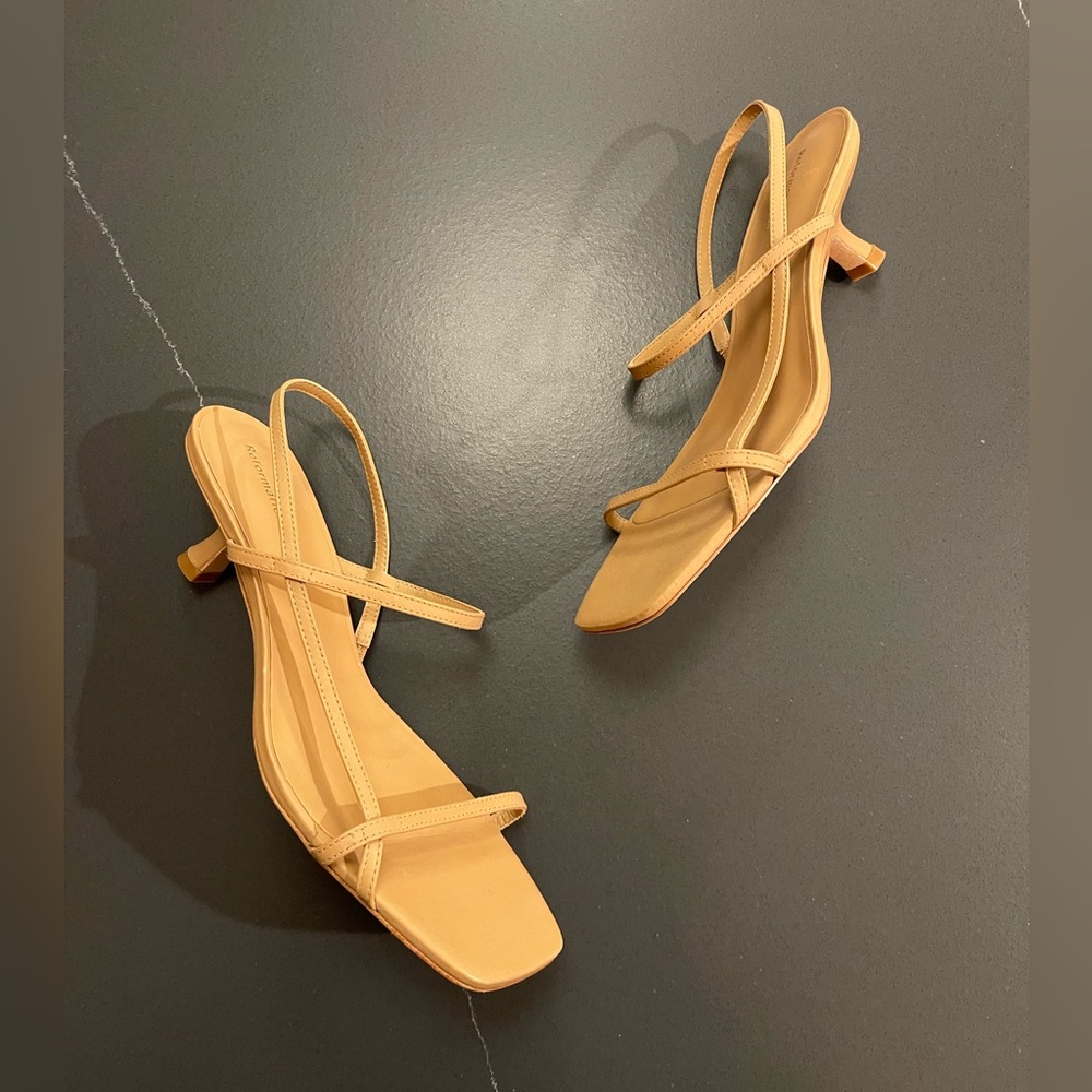 Reformation Serenity Bare Kitten Heel Sandal In Buff Tan Size 7.5 - Picture 4 of 13